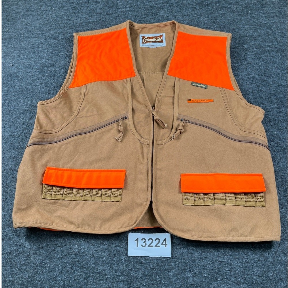 Gamehide Hunting Vest Mens XL Brown Orange Excellent Vintage Canvas Shell Loops